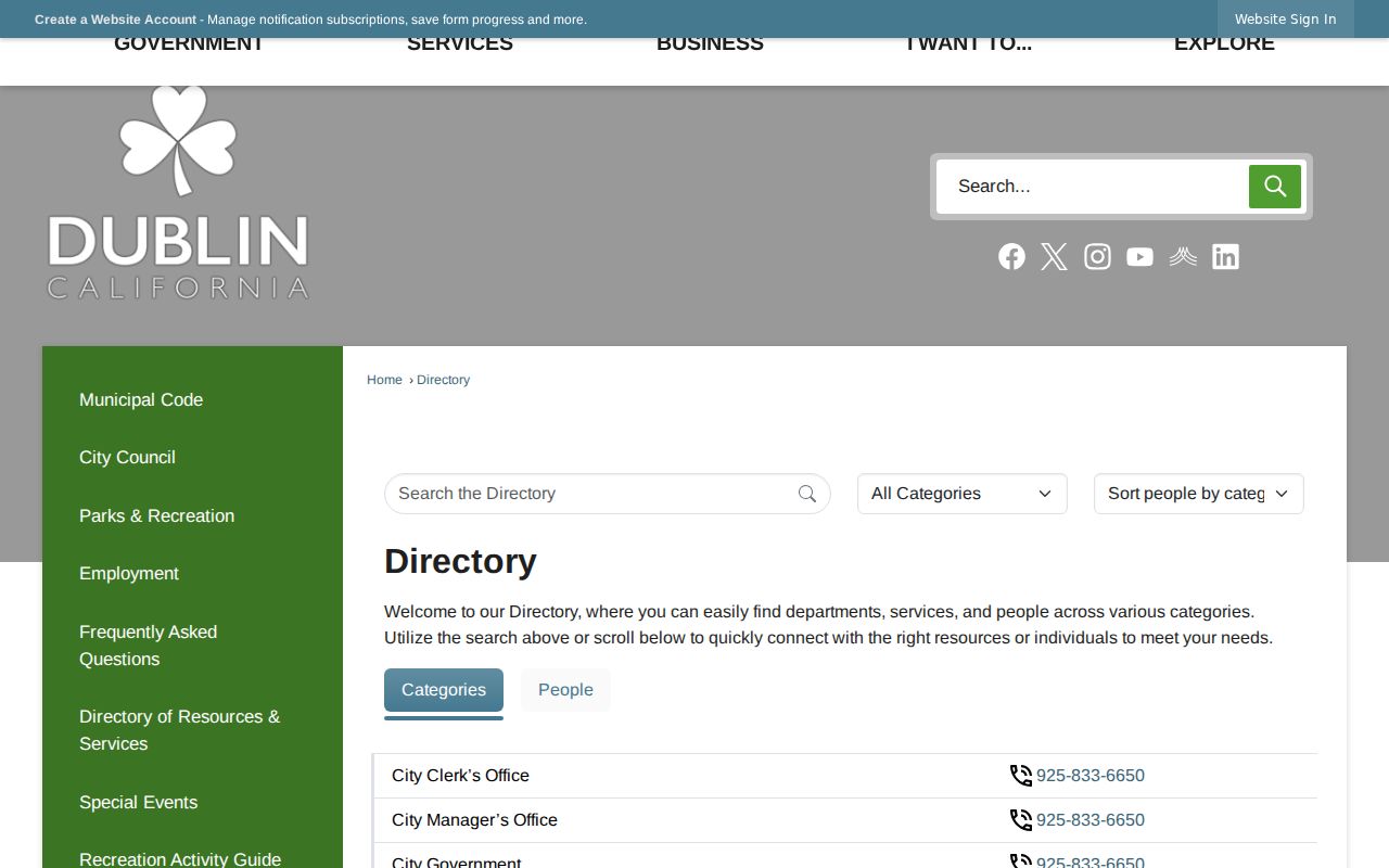 Dublin people search city staff directory
